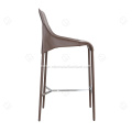 Grey saddle leather stainless steel luxury bar stools